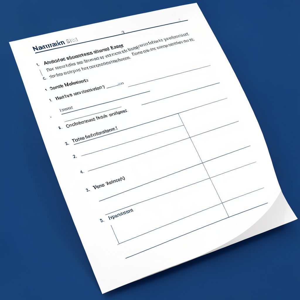Isometric 3D render of an essay outline worksheet showing blank boxes and arrows in navy, white, and warm golden-yellow.